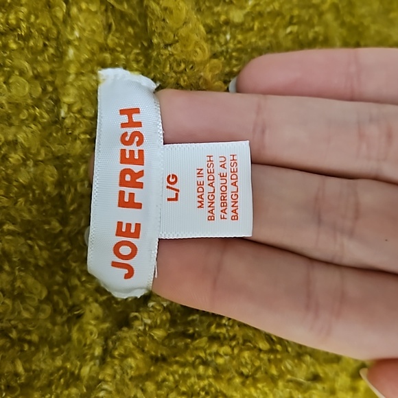 'Joe Fresh' Chartreuse Sherling Knit Mock Neck Sweater - Picture 3 of 5